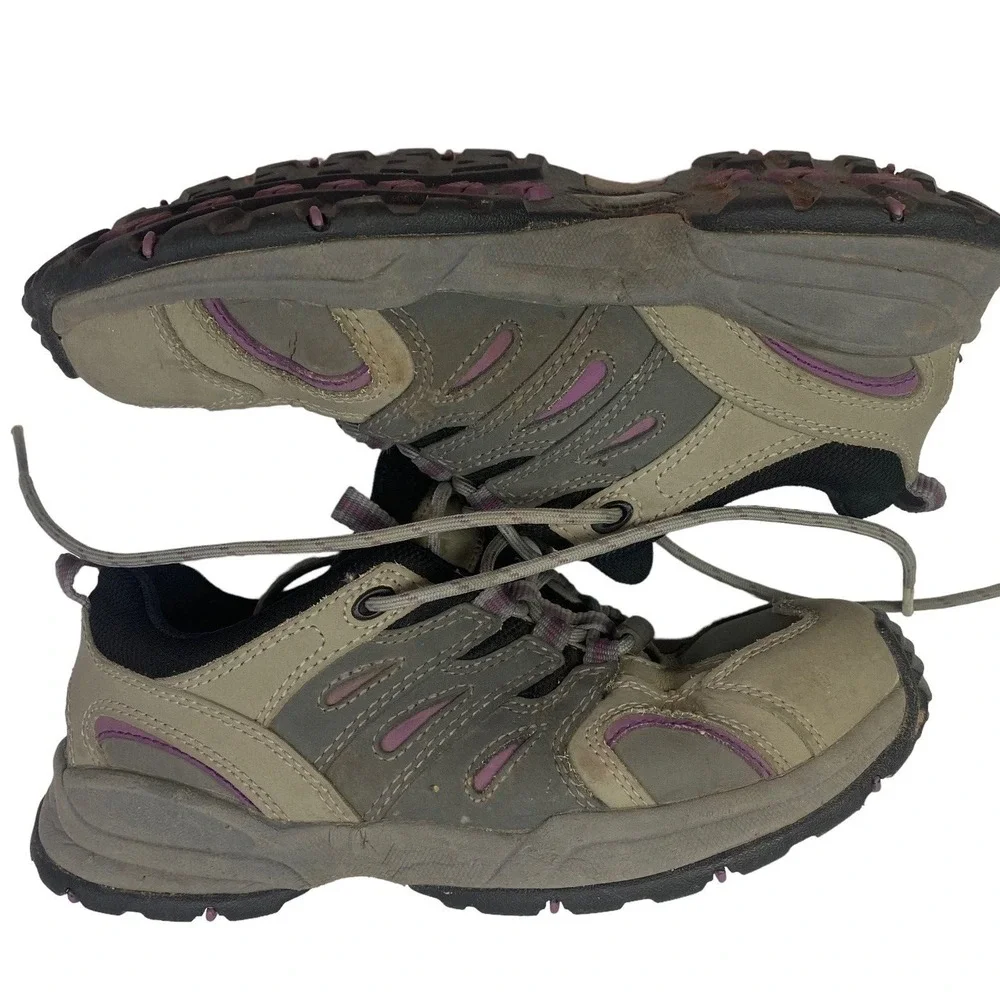 WORX Women Steel Toe Shoes Size 7 Gray Purple Red‎ Work Hiking Sneakers